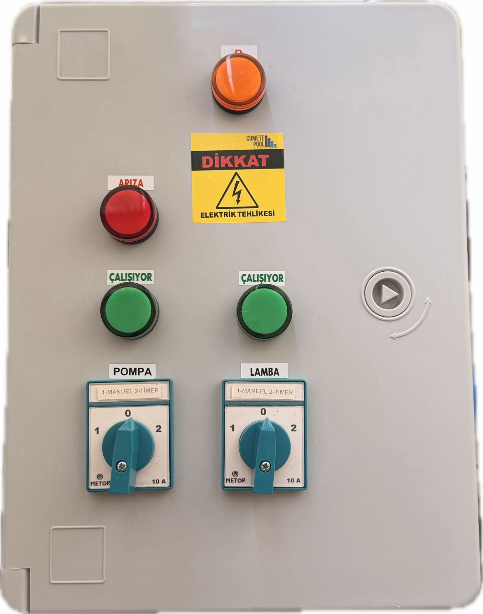 Havuz Panosu 220 volt 1 pompa (termik+kontaktör),lamba,2 adet zaman saati